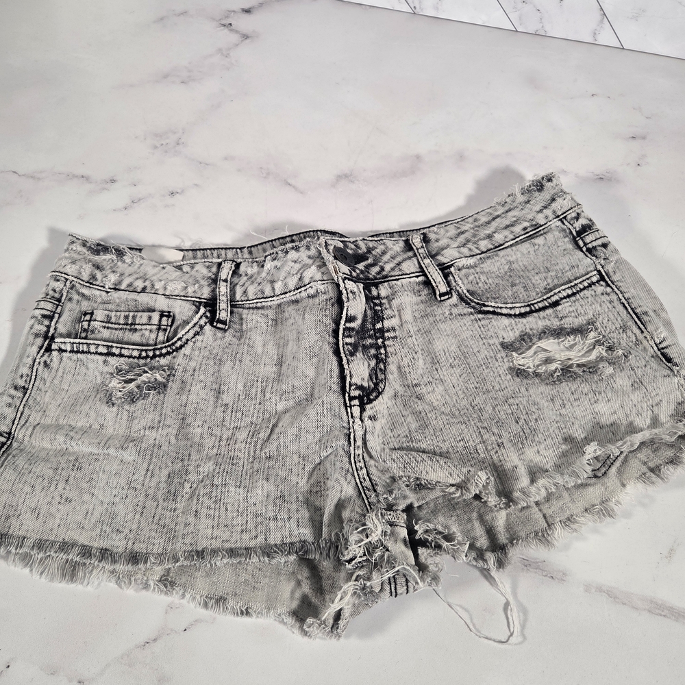 Distressed Gray Denim Shorts